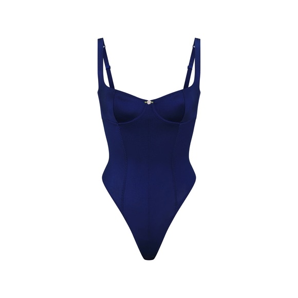 💙SKIMS STRETCH SATIN BODYSUIT IN NEPTUNE M - Picture 4 of 6